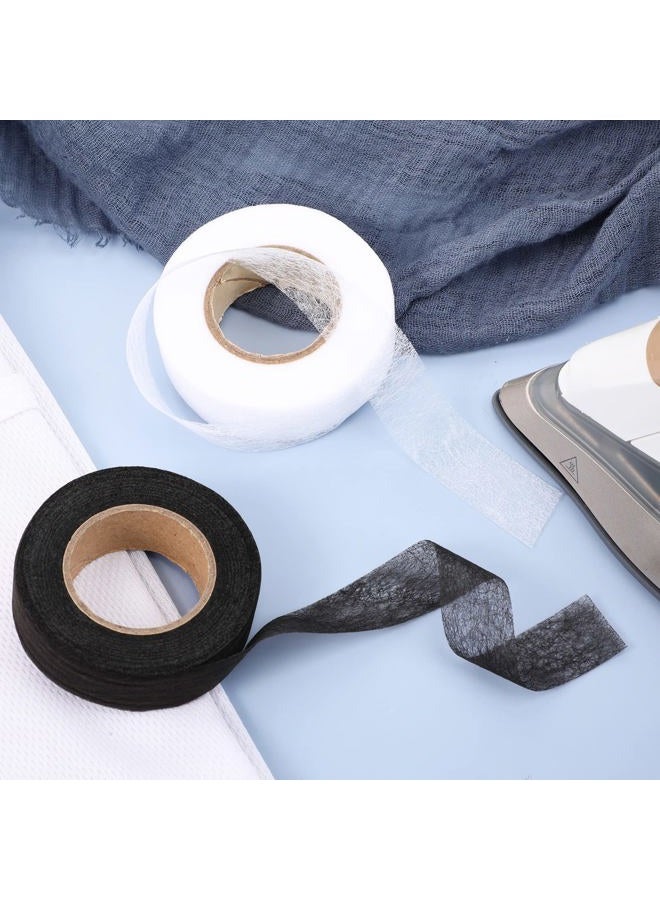 Outus 2 Rolls Fabric Fusing Tape Adhesive Hem Tape Iron-on Tape Each 27 Yards (Black, White) - Image 4