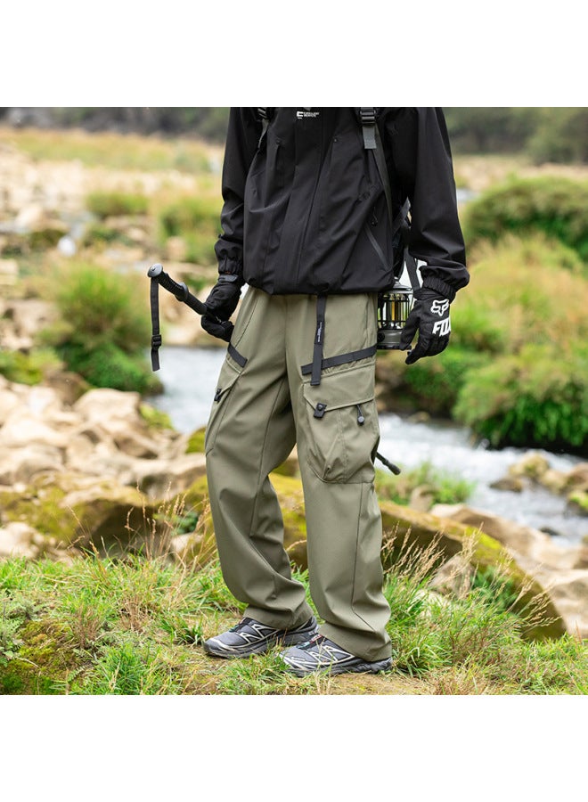 Izexx Trendy Brand Outdoor Sports Straight Casual Pants Men's Three-proof Soft Shell Multi-pocket Couple's Work Wear Rustic Pants - Image 1