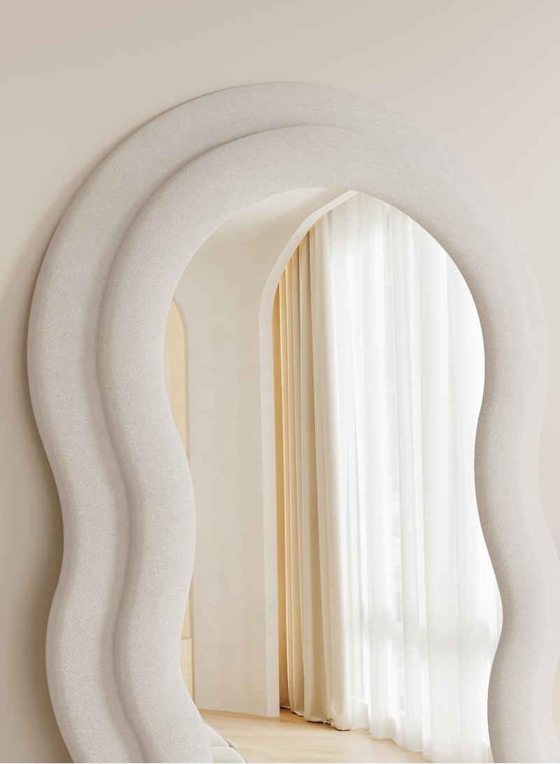 Otlsh Wavy Floor Mirror, 63 x 24 inches, Full Length, Flannel Frame, Modern Style, Freestanding or Wall Mounted, Home Decor, 1 Piece, 25.5 pounds - Image 5