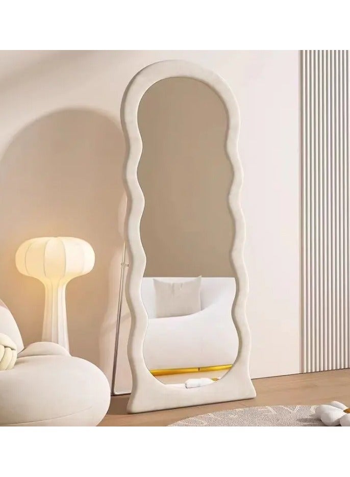 Otlsh Wavy Floor Mirror, 63 x 24 inches, Full Length, Flannel Frame, Modern Style, Freestanding or Wall Mounted, Home Decor, 1 Piece, 25.5 pounds - Image 1