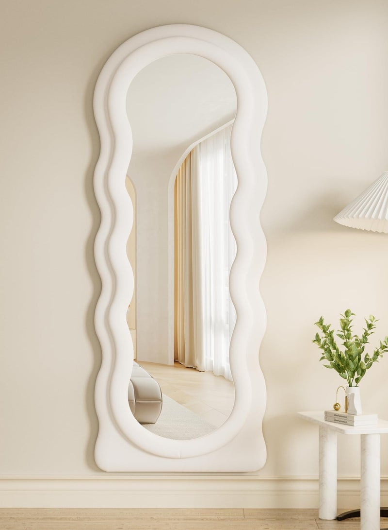 Otlsh Wavy Floor Mirror, 63 x 24 inches, Full Length, Flannel Frame, Modern Style, Freestanding or Wall Mounted, Home Decor, 1 Piece, 25.5 pounds - Image 4
