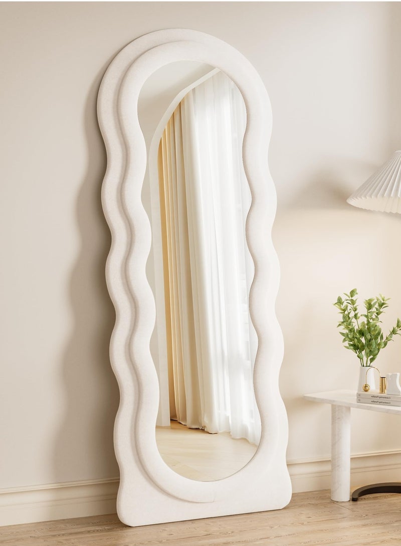 Otlsh Wavy Floor Mirror, 63 x 24 inches, Full Length, Flannel Frame, Modern Style, Freestanding or Wall Mounted, Home Decor, 1 Piece, 25.5 pounds - Image 3