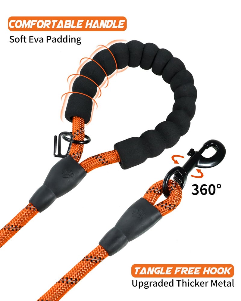 Joytale Dog Leash for Large Dogs, Heavy Duty Nylon Leashes with Comfortable Padded Handle and Highly Reflective Threads, Ideal for Walking and Training, Orange, 6'Ã—1/2'' - Image 3