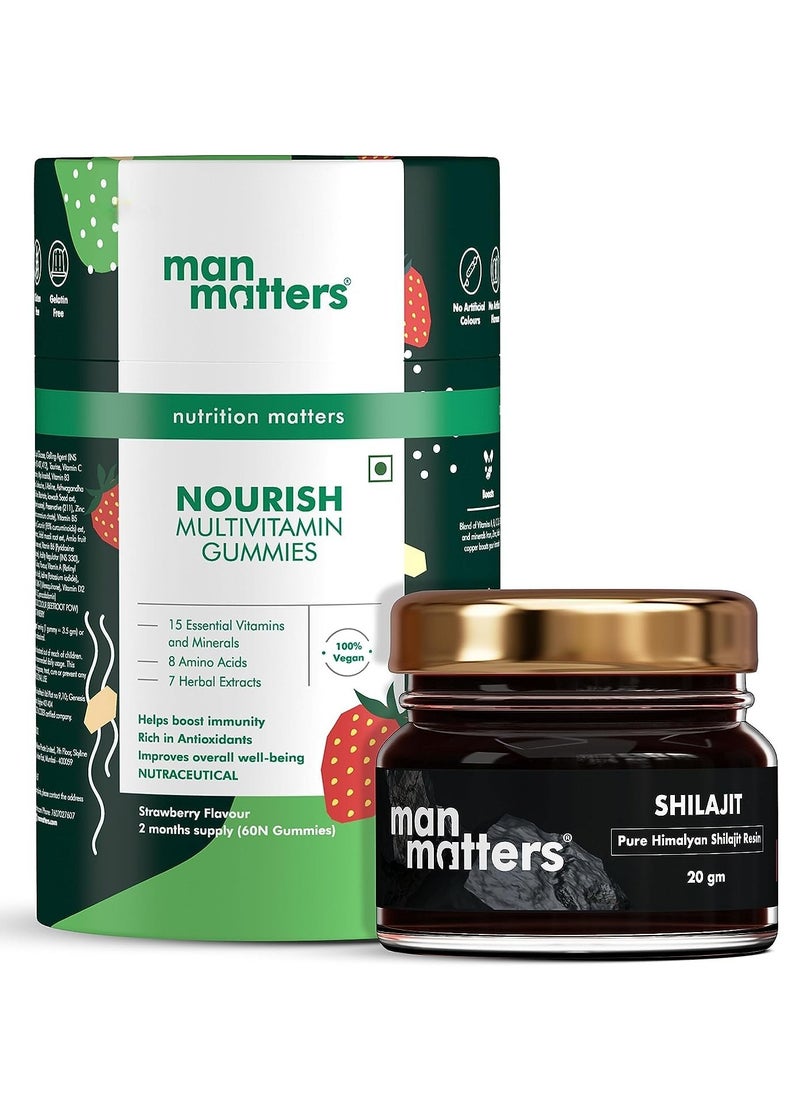Man Matters - Immunity Booster Kit for Men - With Multivitamin Gummies and 100% Pure Himalayan Shilajit Resin - Improves Immunity, Stamina and Covers Deficiencies - 100% Vegan - 60 Days - Image 1