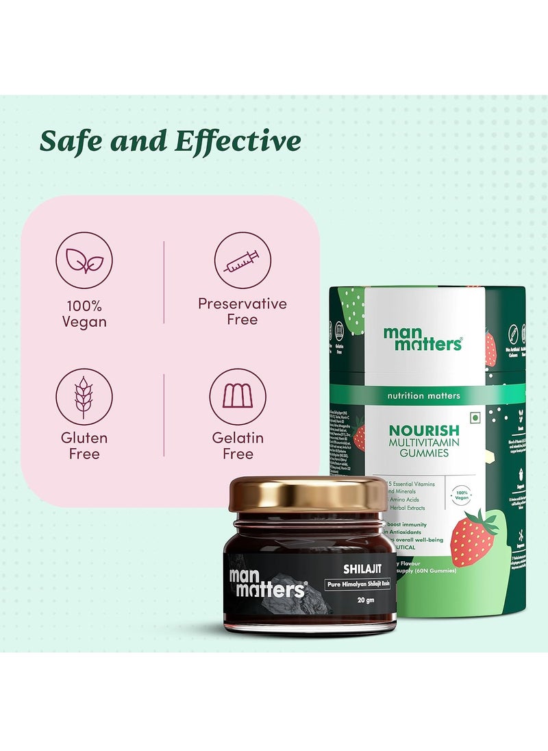 Man Matters - Immunity Booster Kit for Men - With Multivitamin Gummies and 100% Pure Himalayan Shilajit Resin - Improves Immunity, Stamina and Covers Deficiencies - 100% Vegan - 60 Days - Image 1
