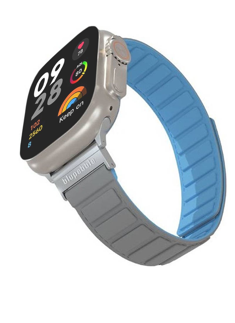 blupebble Blupebble Silicone Reversible 49/45/44/42mm Magnetic Strap BP-TRESERO49-GYBL Blue & Brown  - Image 2