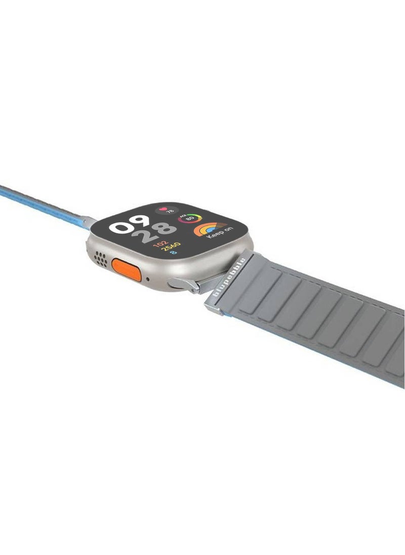 blupebble Blupebble Silicone Reversible 49/45/44/42mm Magnetic Strap BP-TRESERO49-GYBL Blue & Brown  - Image 5