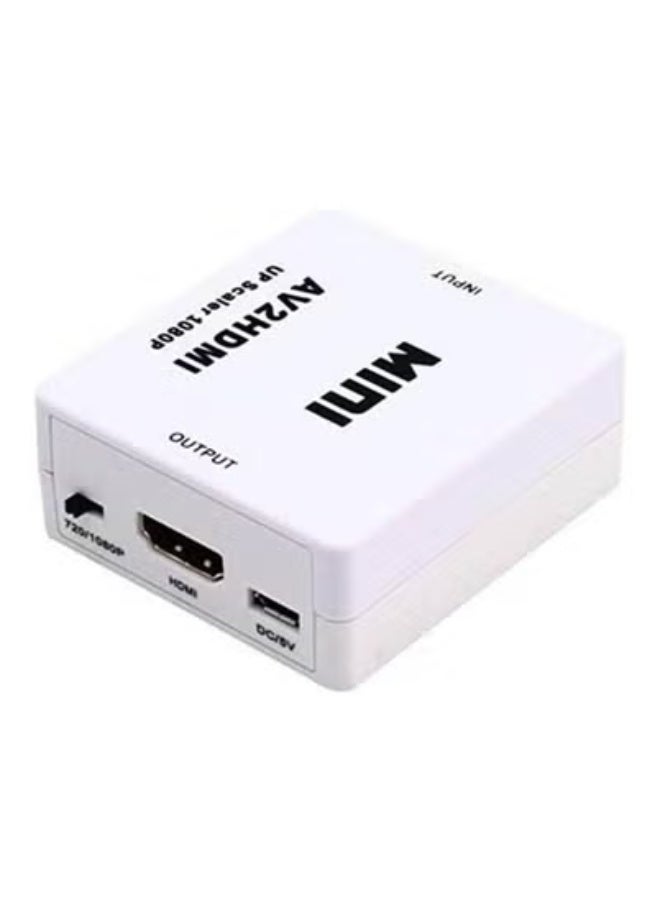 Mini Digital AV RCA to HDMI Converter – Analog Composite CVBS Video & Stereo Audio to HDMI Adapter for TV, Monitor, Projector – Supports 720P/1080P HD Output – Convert DVD, VCR, Set-Top Box & Gaming Consoles to HDMI – Plug & Play AV to HDMI Box – Compact & Durable – White  - Image 1