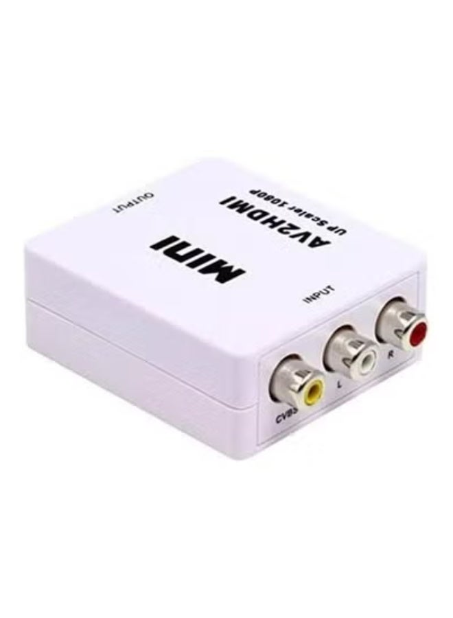 Mini Digital AV RCA to HDMI Converter – Analog Composite CVBS Video & Stereo Audio to HDMI Adapter for TV, Monitor, Projector – Supports 720P/1080P HD Output – Convert DVD, VCR, Set-Top Box & Gaming Consoles to HDMI – Plug & Play AV to HDMI Box – Compact & Durable – White  - Image 2