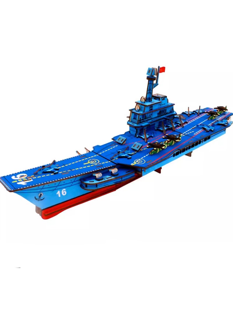 Children's 3D Wooden Model Puzzle Military Building Block Assembly Toys(Liaoning 102Pcs) - Image 1