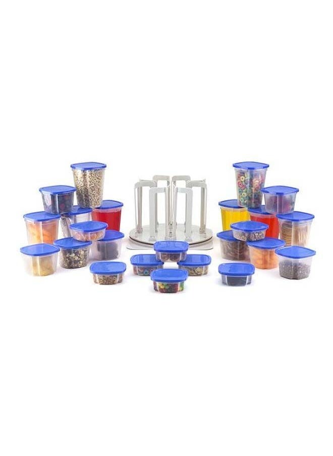 NIBEMINENT - 49-Piece Spin N Store Food Storage Set With Stacking System Blue - Image 1