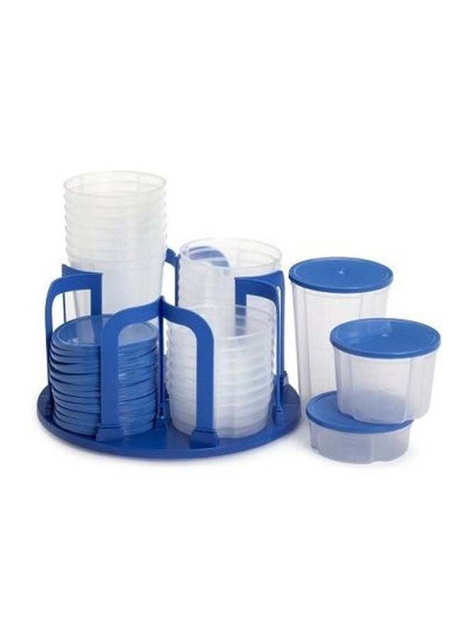 NIBEMINENT - 49-Piece Spin N Store Food Storage Set With Stacking System Blue - Image 1