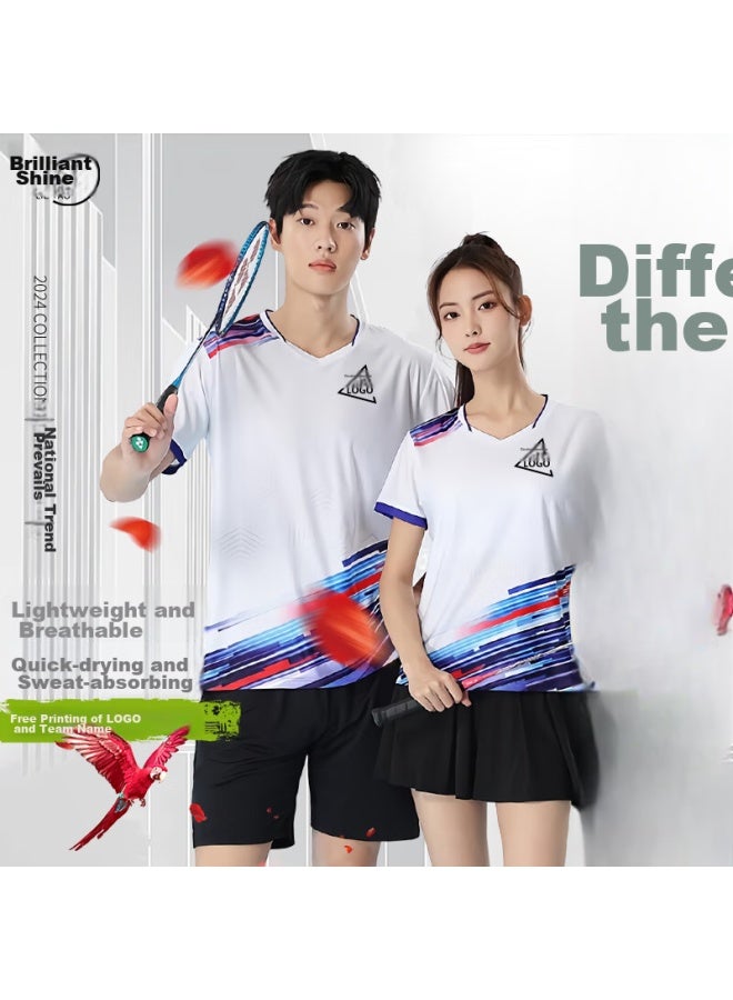 Lieyao Badminton Customized Set, Compeion Breathable Short-sleeve Tennis Outfit, Ly1816-m White, XL - Image 5