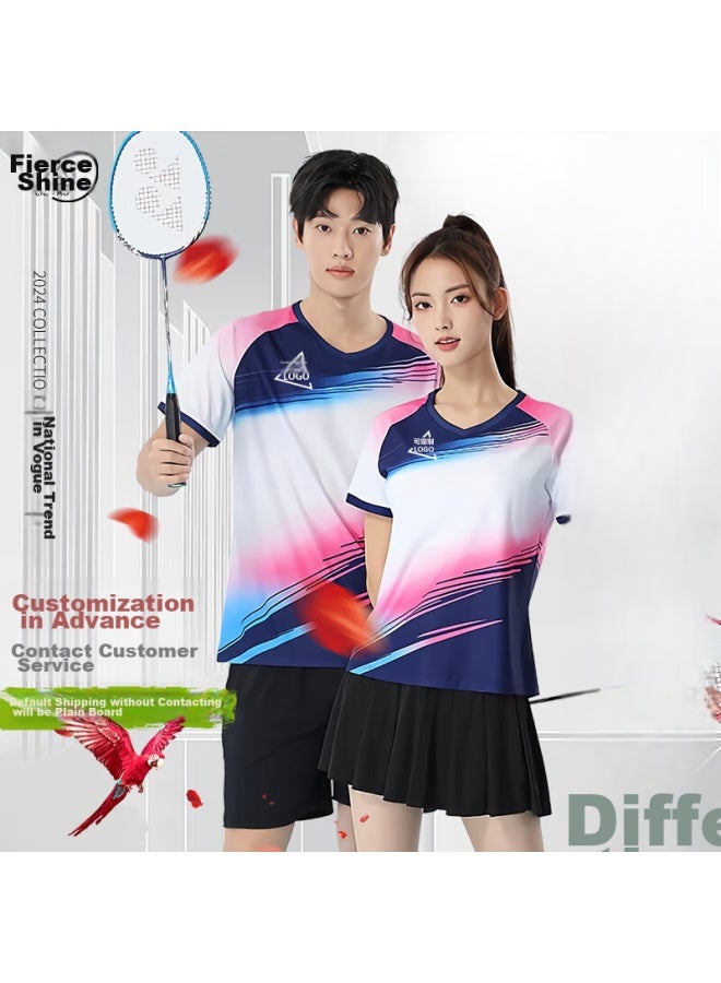 Lieyao Badminton Customized Set, Compeion Breathable Short-sleeve Tennis Outfit, Ly1816-m White, XL - Image 2