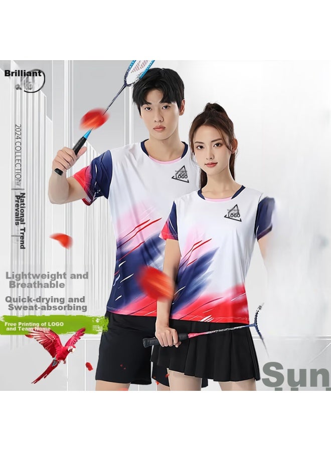 Lieyao Badminton Customized Set, Compeion Breathable Short-sleeve Tennis Outfit, Ly1816-m White, XL - Image 3