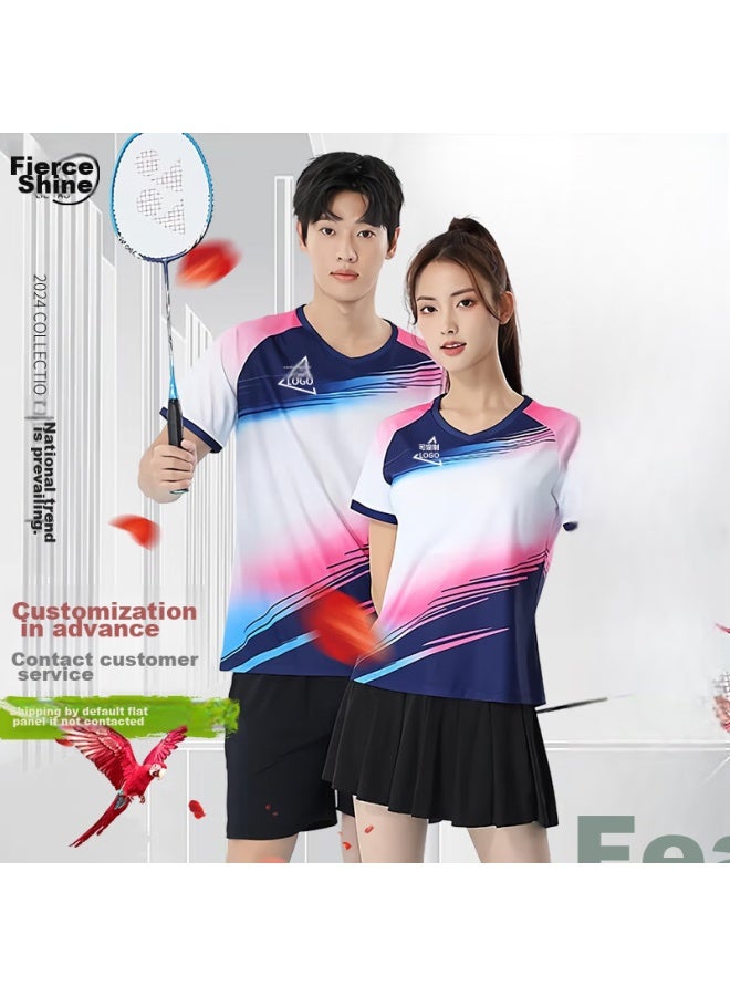 Lieyao Badminton Customized Set, Compeion Breathable Short-sleeve Tennis Outfit, Ly1816-m White, XL - Image 1