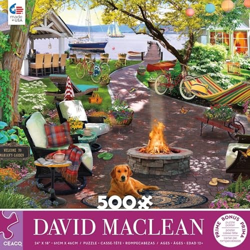Ceaco David Maclean Marians Garden 500 Piece Jigsaw Puzzle 24 x 18 - Image 1