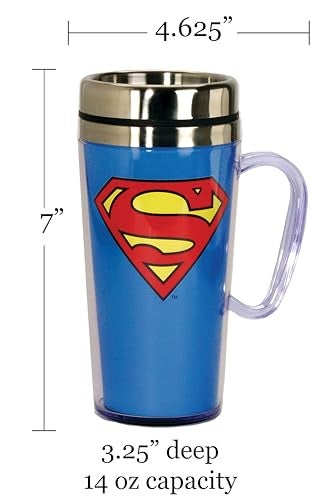 Spoontiques - Insulated Travel Mug - Superman Logo Coffee Cup - Coffee Lovers Gift - Funny Coffee Mug - 15 oz - Blue - Image 2