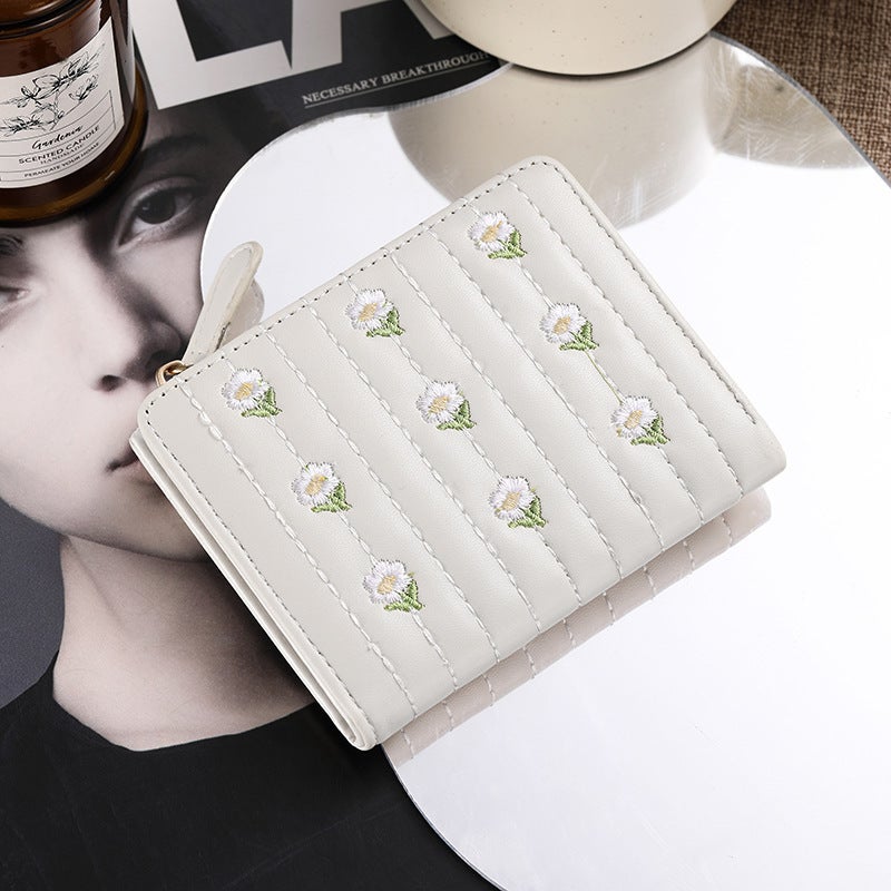 Cute Mini Zip Wallet for Girls with Multiple Card Slots BE-3150: White