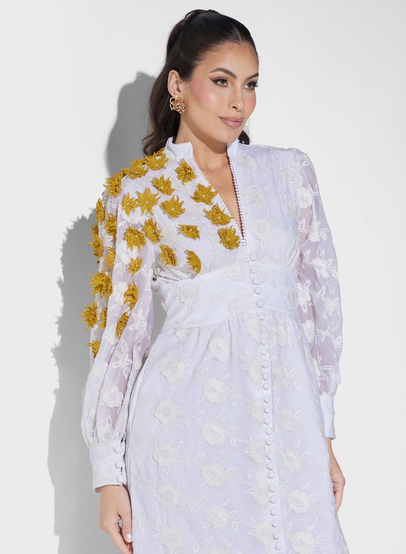 Threadz by Ajooni Floral Appliqué Dress - Image 3