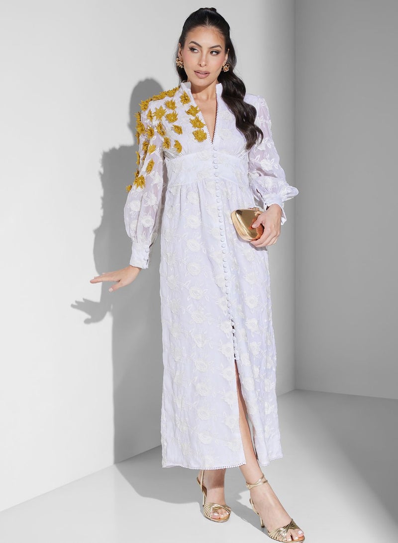 Threadz by Ajooni Floral Appliqué Dress - Image 1