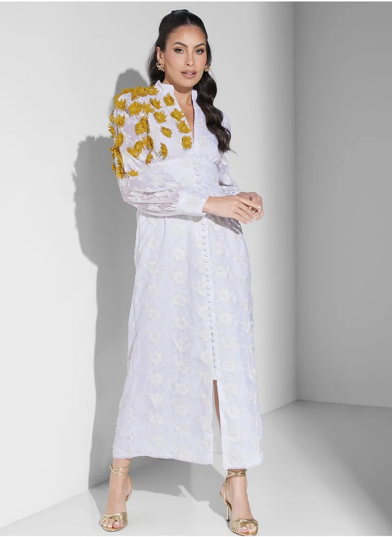 Threadz by Ajooni Embellished Front Slit Dress