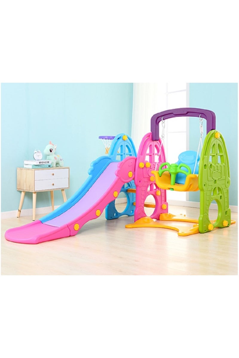 فول جوي مجموعة زحليقة وأرجوحة على شكل سيارة مع حلقة كرة سلة 3*1 للأطفال،مجموعة ملعب داخلي وخارجي للأطفال الصغار،مجموعة ألعاب تسلق للأطفال - Image 1