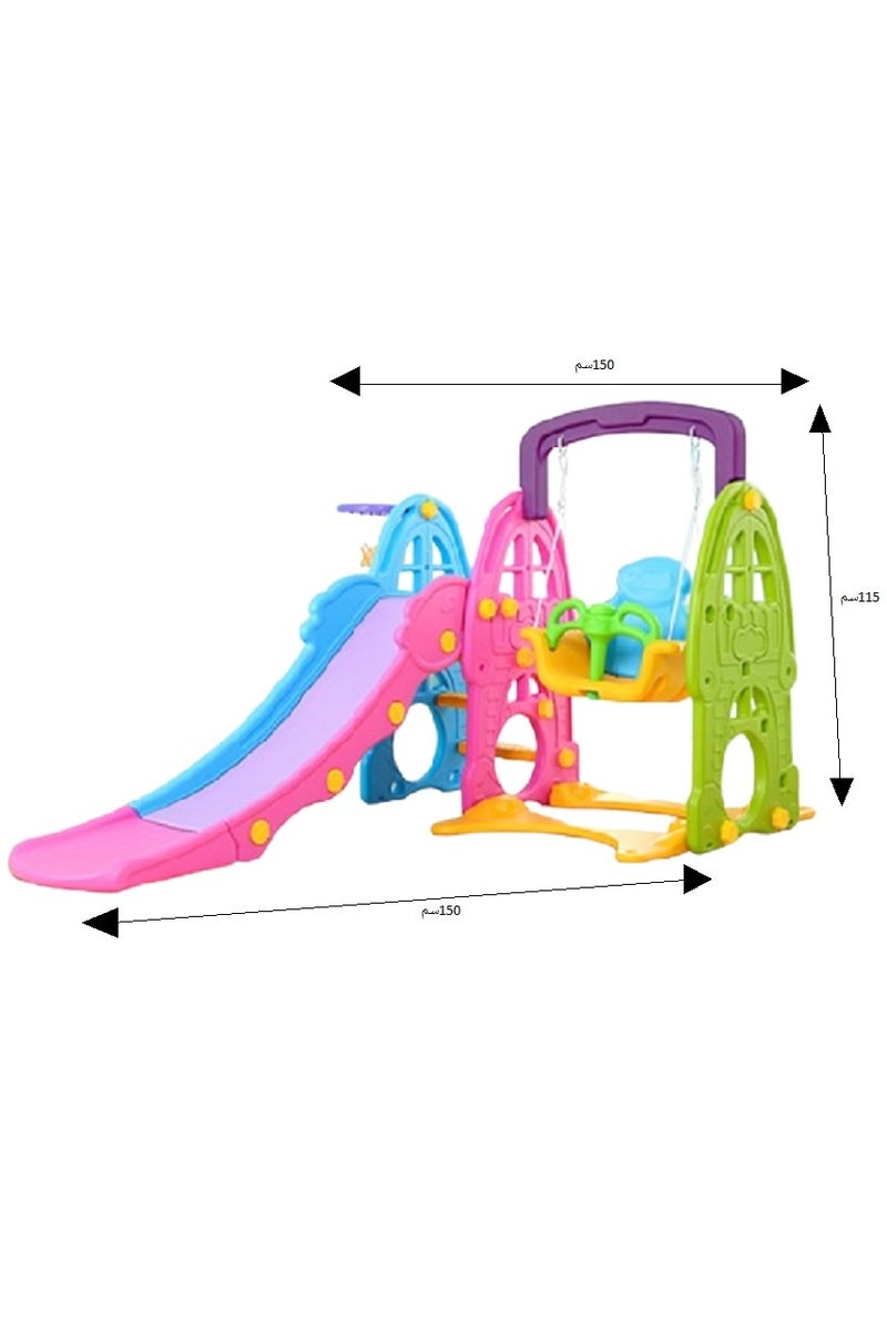 فول جوي مجموعة زحليقة وأرجوحة على شكل سيارة مع حلقة كرة سلة 3*1 للأطفال،مجموعة ملعب داخلي وخارجي للأطفال الصغار،مجموعة ألعاب تسلق للأطفال - Image 2