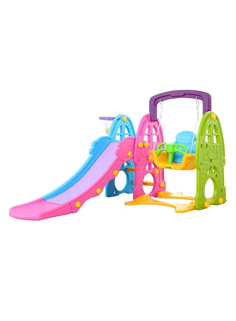 فول جوي مجموعة زحليقة وأرجوحة على شكل سيارة مع حلقة كرة سلة 3*1 للأطفال،مجموعة ملعب داخلي وخارجي للأطفال الصغار،مجموعة ألعاب تسلق للأطفال - Image 3