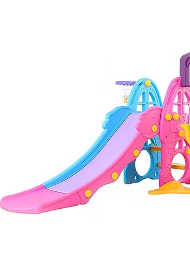 فول جوي مجموعة زحليقة وأرجوحة على شكل سيارة مع حلقة كرة سلة 3*1 للأطفال،مجموعة ملعب داخلي وخارجي للأطفال الصغار،مجموعة ألعاب تسلق للأطفال - Image 4