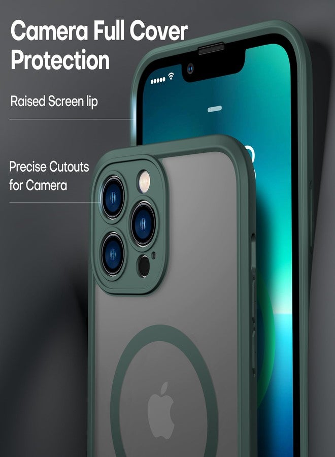 ImpactStrong Magnetic Guard Designed for iPhone 13 Pro Max Case [Camera Protection] [Military Grade Drop Tested] [Compatible with MagSafe] Slim Translucent Matte Phone Case (6.7") - Forest Green - Image 4