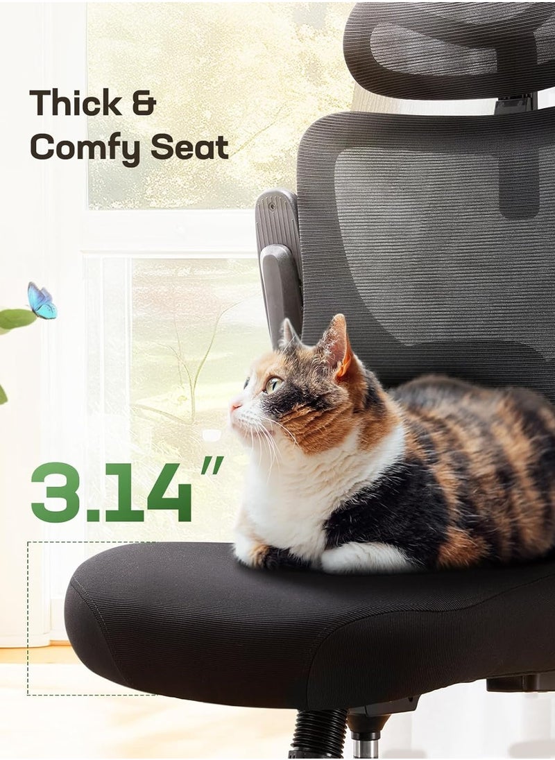 Office Chair Ergonomic Computer Desk Chairs Executive Breathable Gaming Chair Mesh Chair with Adjustable High Back Game Chair Flip-up Armrests Lumbar Support Swivel PC Chair for Home Office