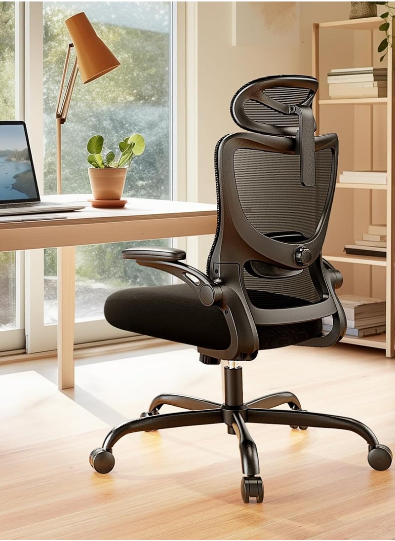 Office Chair Ergonomic Computer Desk Chairs Executive Breathable Gaming Chair Mesh Chair with Adjustable High Back Game Chair Flip-up Armrests Lumbar Support Swivel PC Chair for Home Office