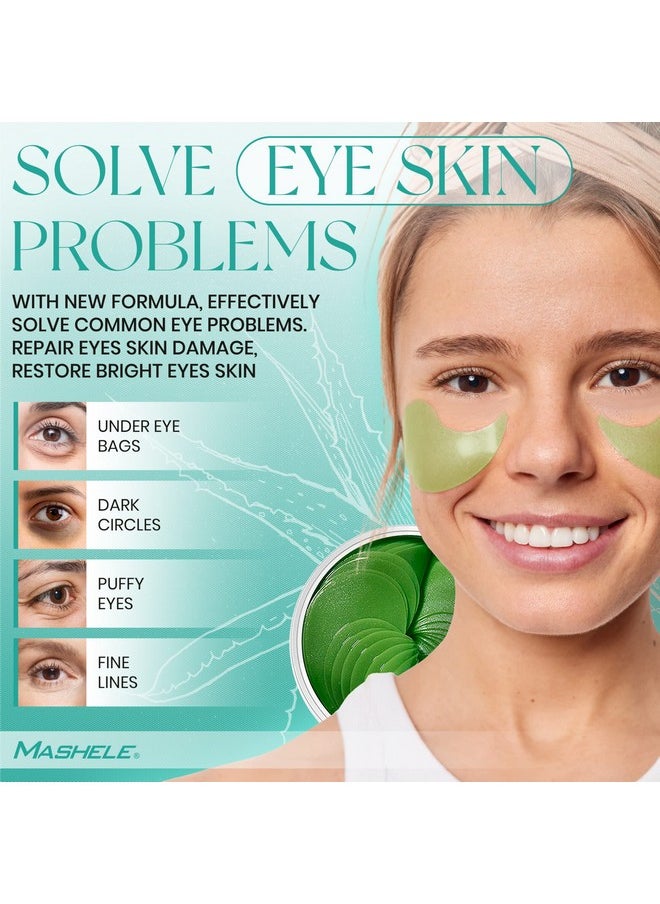 MASHELE - Aloe Vera Gel Eye Mask Skin Care 60 Pcs Hyaluronic Acid Collagen Under Eye Patches For Dark Circles And Puffiness Reduce Wrinkle Patches Pure Natural Extract Korean Eye Patch - Image 1