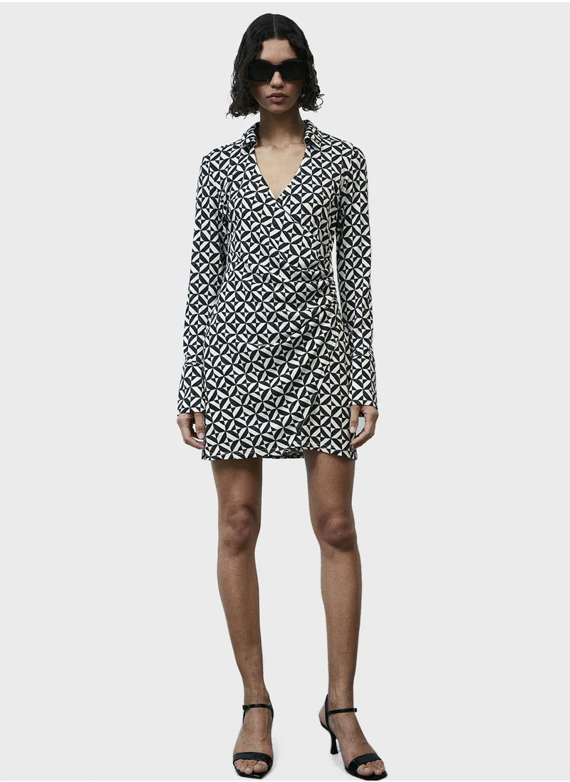 اتش اند ام Printed Wrap Dress