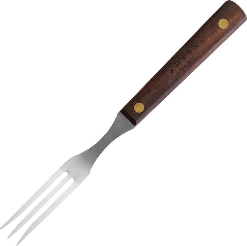 Lamson 7" Granny Fork with 3-Tines - High-Carbon Stainless Steel Forks, Riveted Walnut Handle - Versatile Kitchen Dinner utensil for Meat, Vegetables - Handcrafted in USA - Image 1