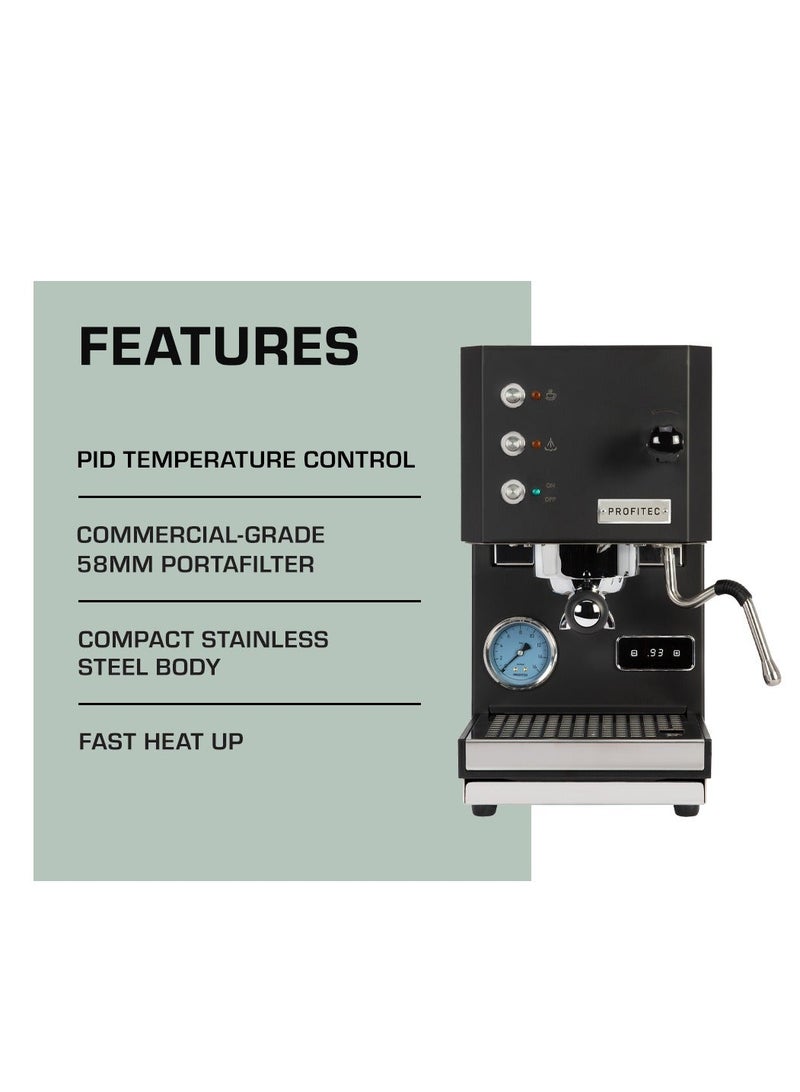 PROFITEC Go Espresso Machine - Compact Single Boiler Coffee Maker with PID Temperature Control, Commercial-Grade Portafilter, and Built-In Steam Wand for Perfect Espresso and Cappuccino Brewing - Black - Image 3