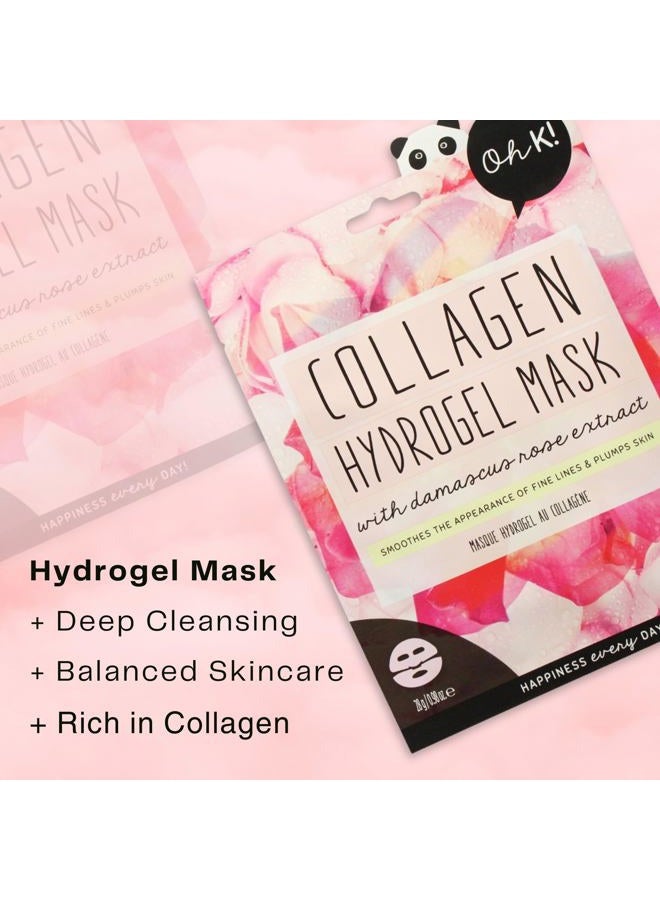 Oh K! Collagen Hydrogel Mask, Fine Line Smoothing for Signs of Aging, with Added Rose Water for Hydration, Vegan and Cruelty-Free - Image 3