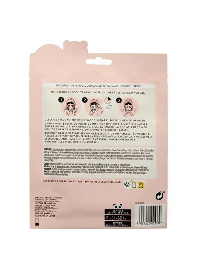 Oh K! Collagen Hydrogel Mask, Fine Line Smoothing for Signs of Aging, with Added Rose Water for Hydration, Vegan and Cruelty-Free - Image 2