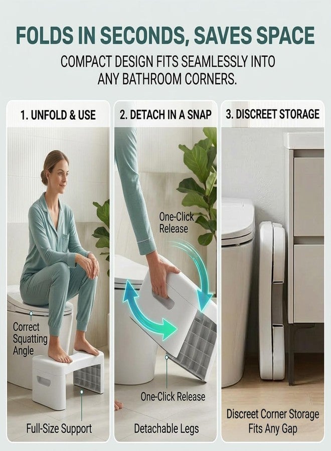 Ruheaou Toilet Stool for Bathroom,Non-Slip Potty Stool for Pooping,Toilet Step Stool for Adults/Seniors/Kids (White) - Image 4