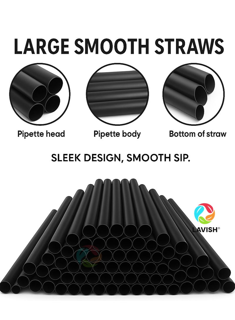 LAVISH Jumbo Boba Straws 50-Pack | 12mm Thick, 24cm Long | Black Extra-Wide Smoothie Straws | Individually Wrapped, BPA-Free | Ideal for Bubble Tea, Milkshakes, Juice, Events & Cafes - Image 5