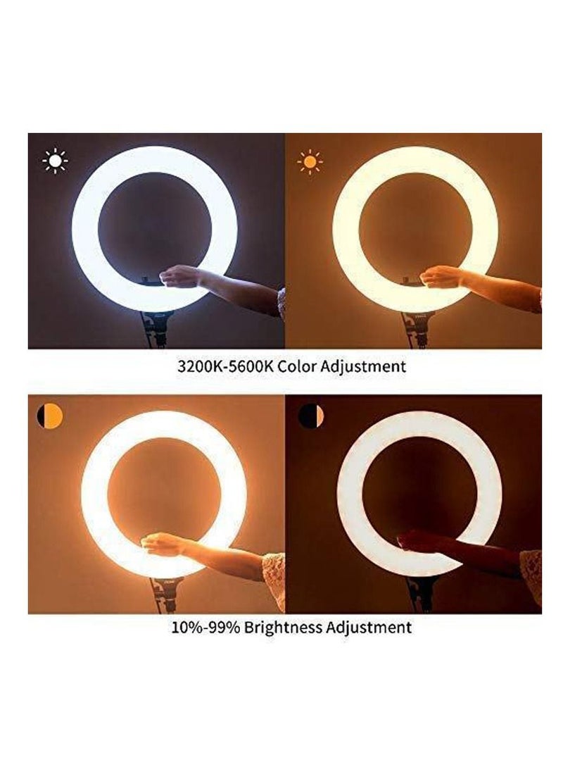 Jmary - 21 Inch Ring Light Tripod Mount with 3 Phone Bracket LED Soft Ring Light with Remote Control - Image 1