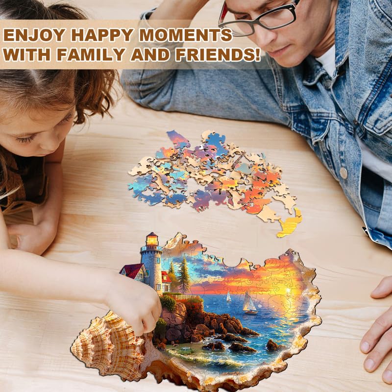 Jigfoxy Wooden Puzzles for Adults Sunset by The Seaside Wood Puzzles Adult Unique Animal Shape Wooden Jigsaw Puzzle for Puzzle Lovers Family Friend M114 107in155pcs - Image 4