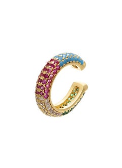 نيبمينينت Bead Buckle Jewelry Micro-inlaid Colored Diamond Ear Bone Clip Color Zirconium Simple Earrings Copper 8k Gold-plated Ve 3 