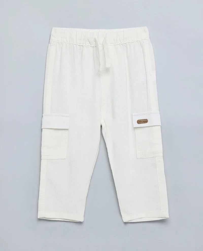 أر أند بي Solid Cargo Pants with Drawstring Waist