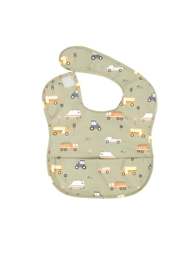 All4Ella Recycled Pouch Bib - Trucks - Image 3