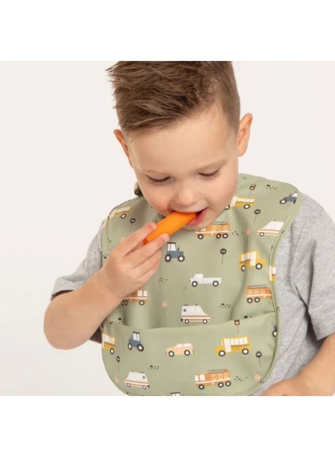 All4Ella Recycled Pouch Bib - Trucks - Image 2
