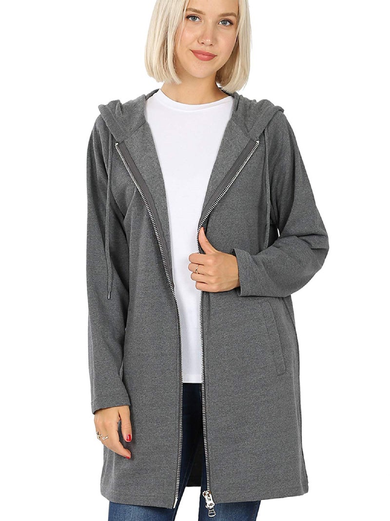 MixMatchy Women's Casual Oversized Loose Fit Long Sleeve Zip Up Pullover Hoodie Tunic Fall Sweatshirt Jacket (S-3X) Medium Grey SM - Image 1