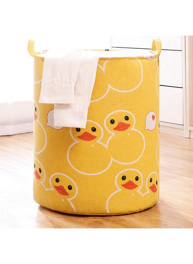 wolpin Wolpin Laundry Bag Waterproof Toy Storage, Laundry Basket Organizer with Handles Foldable Moistureproof Large (63 L) - Duck Yellow,Cotton  - Image 1
