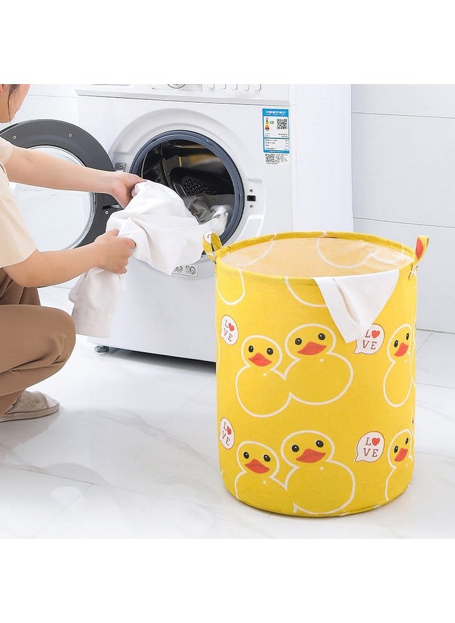 wolpin Wolpin Laundry Bag Waterproof Toy Storage, Laundry Basket Organizer with Handles Foldable Moistureproof Large (63 L) - Duck Yellow,Cotton  - Image 2